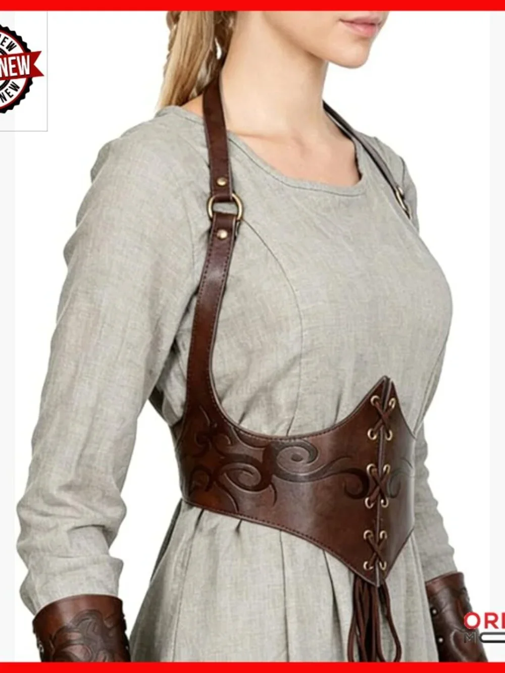 Faux Leather Corset Belt Adjustable Medieval Viking Cinch